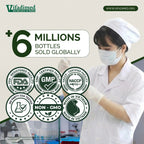 Nurse in white uniform and mask with Vifadimed branding and product certification logos.