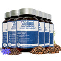 Vifadimed Dancingbone dietary supplement bottles with herbs and a flower on a white background